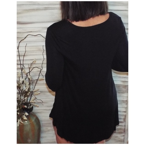 🍁Tunic Dress Round Neck Dolman Sleeve Black 1018 - Picture 7 of 8